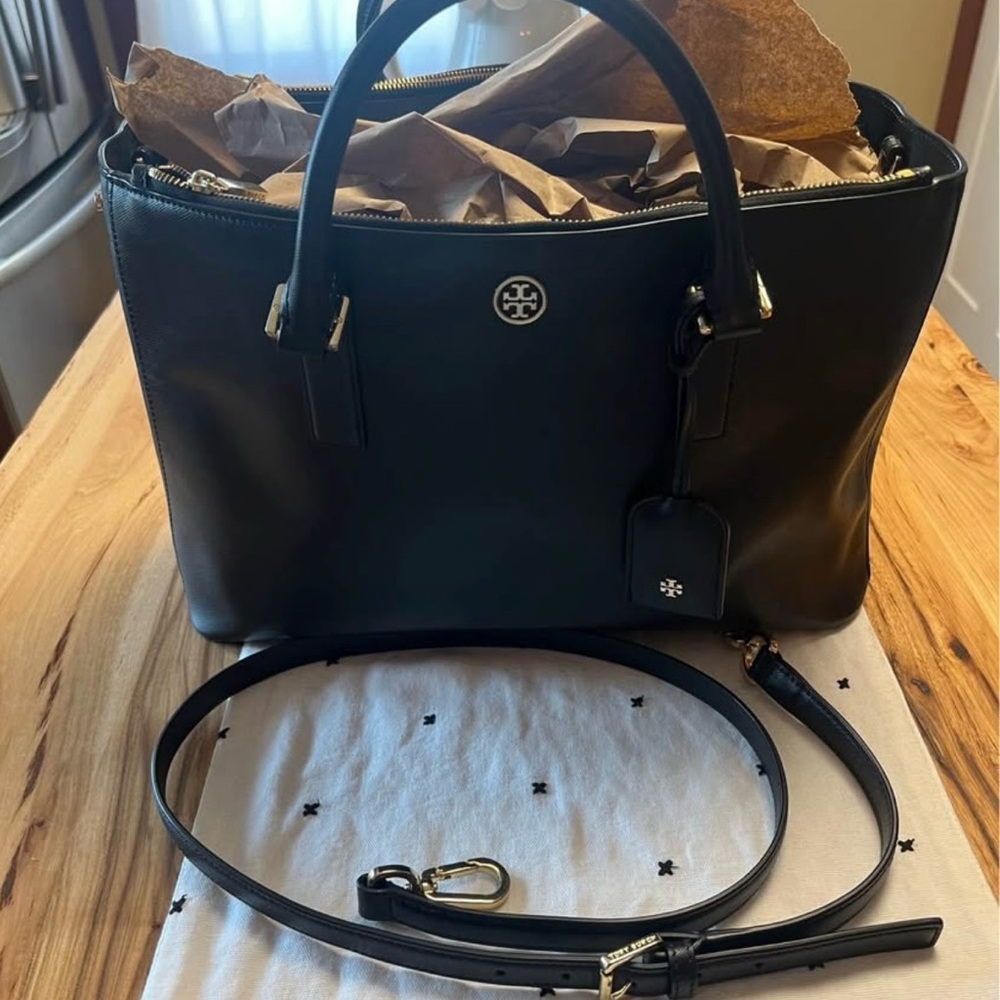 Tory Burch Black Tote with Gold Hardware